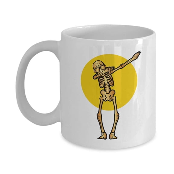 Funny Skeleton Dab Ceramic Halloween Gothic Art Coffee & Tea Gift Mug, Party Giveaways, Novelty Gifts, Items And Accessories For Goth Men & Punk Women
