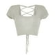 thumbnail image 4 of Gibobby Playera Manga Corta para Mujer Camisas Hollow Outback Sólidos Color Fashion Camisas fondo(Beige,G), 4 of 5