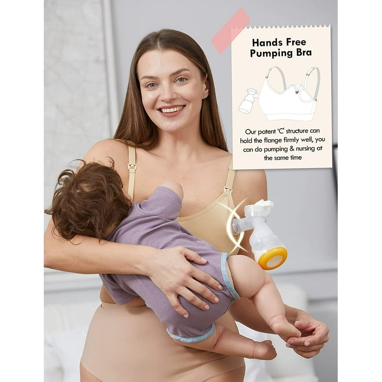 Womens Pumping Bra Hands Free Lace Nursing Bras Cute Support Maternity  Breastfeeding Breast Pump Bra Ivory 40B