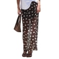 thumbnail image 3 of Women's Mesh Polka Dots Skirts Elastic Waist Semi See Through Skirt for Streetwear Coffee & White S, 3 of 10