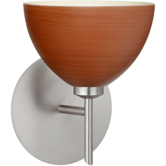 1SW-4679CH-LED-SN Besa Lighting Brella-One Light Mini Wall Sconce-6 Inches Wide by 7.25 Inches High-Satin Nickel Finish-Cherry Glass Color-LED Lamping