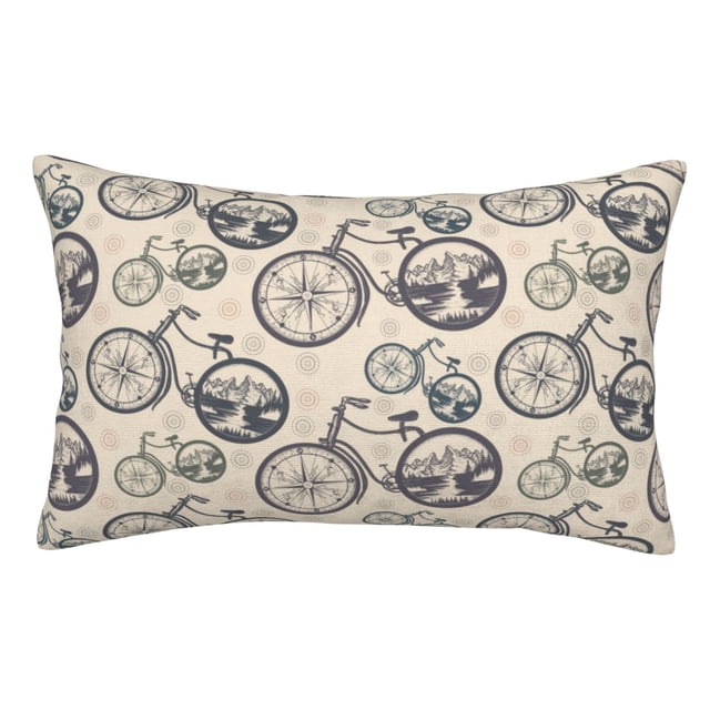 Easygdp Compass And Mountains In Bicycle Wheels for Soft Pillow Case Pillow Protectors,Perfect for Sleeping (Pillow Core Not Included)-16"x24"