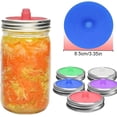 thumbnail image 2 of 5pcs Mason Fermenter Cap Premium Silicone Top Pickle Waterless Airlock Fermentation Lids Wide Mouth Pipes For Jar Silicone Included Metal Rings（ Multicolor） (5 Pcs Silicone Fermenting Lids), 2 of 6