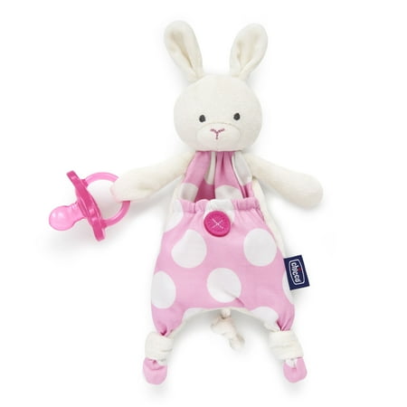 UPC: 0049796080124 | Chicco Pocket Buddies Soft Pacifier Lovey Pink Bunny