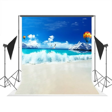 Image of 5x7ft Photography Backdrop Studio Props Photo Studio Backgrounds Sunshine Beach Blue Sky Backdrop Screen for Wedding