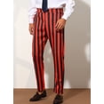 thumbnail image 2 of Unique Bargains Men's Striped Dress Pants Big & Tall Flat Front Business Trousers 40 Red Black, 2 of 6