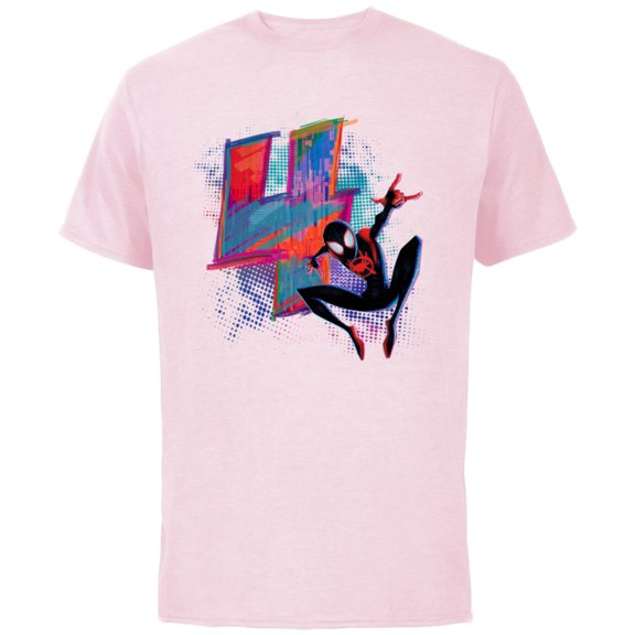 Marvel Spider-Man Miles Morales 4th Birthday Graphic - Short Sleeve Cotton T-Shirt for Adults - Customized-Soft Pink