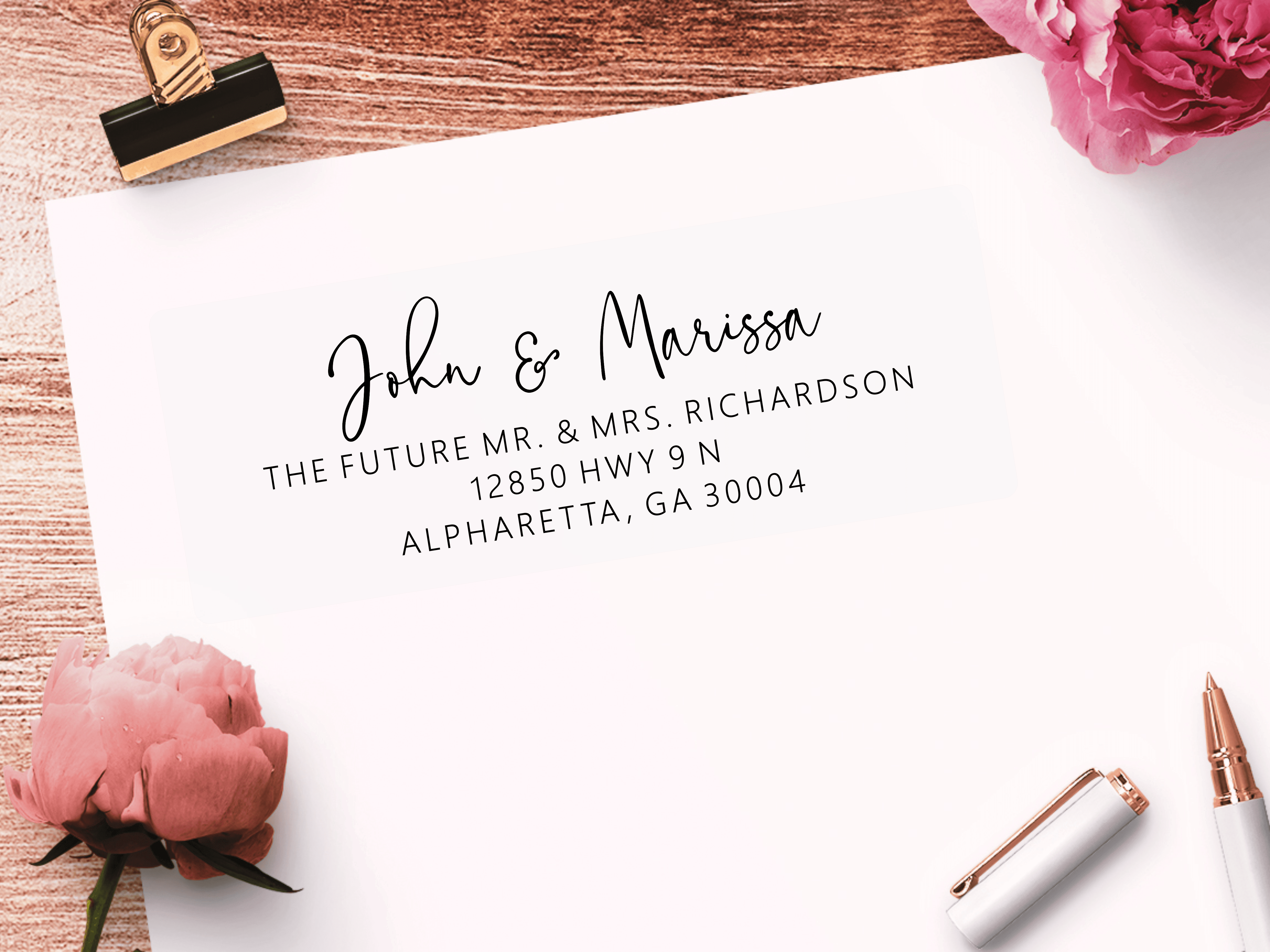 Clear Return Address Labels for Envelopes - Matte Frosted Clear Transparent Stickers, Personalized Custom Labels, 5 Sheets, 150 Labels Total - Signature Style Font