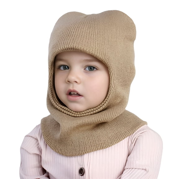 TELOLY Baby Winter Hat Scarf Set 2 in 1 Kids Warm Windproof Knitted Beanie with Neck for Christmas Toddler Winter Hats 1-6 Years