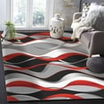 thumbnail image 5 of Red Gray Gradient Wavy Line Area Rugs, Black Red Geometric Texture Home Decor Rug, Machine Washable Indoor Carpet For Kids Bedroom Living Room Dining Room Classroom Office, 5 of 7