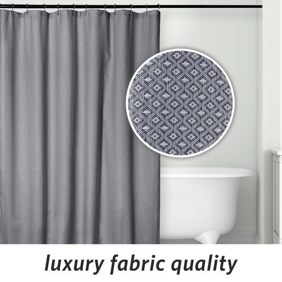 Microdry Deluxe Textured Fabric Shower Curtain, Gray