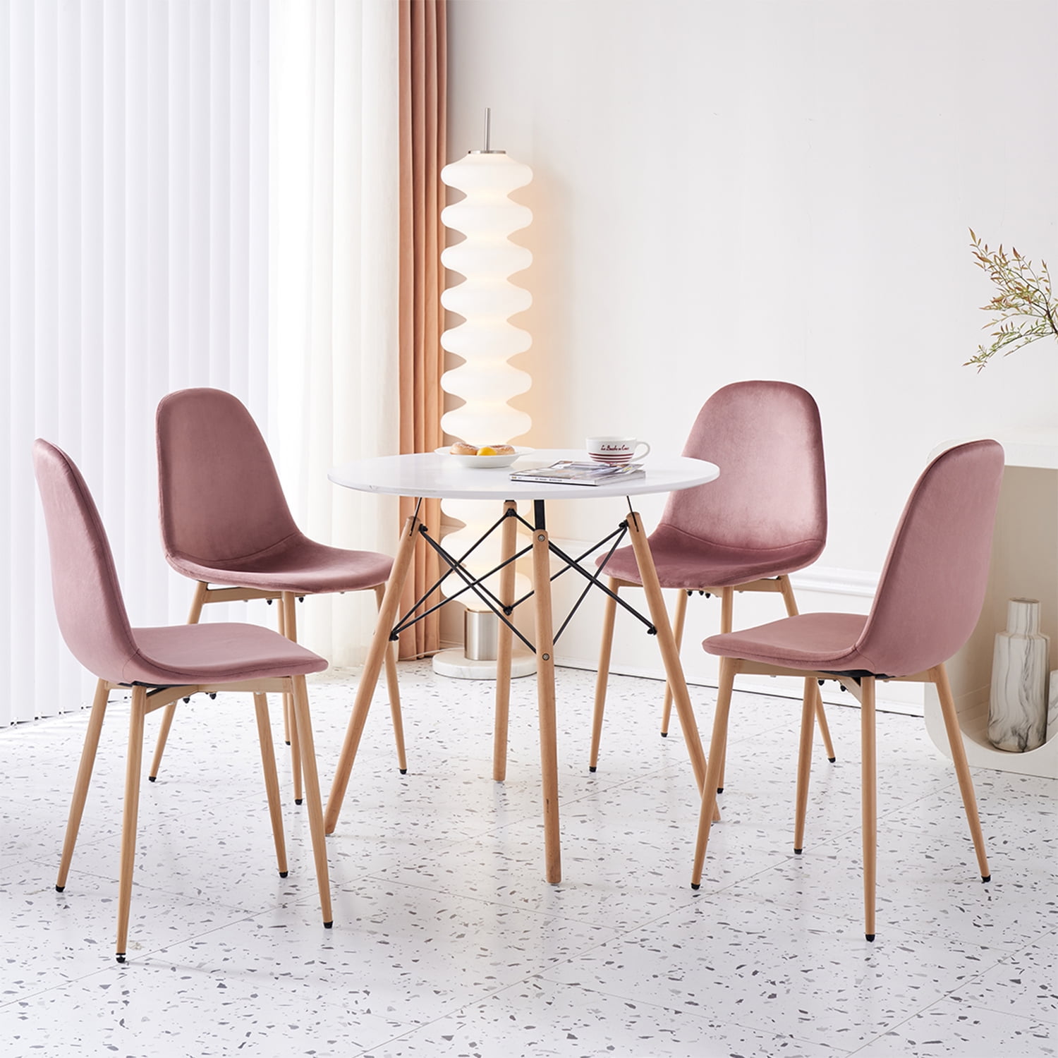 5 Pieces 31" Modern Dining Table Set for 4 Person,Round White Table