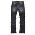 thumbnail image 4 of WTOBBY Men's Casual Mid-Rise Washed Retro Straight Slim Fashion Jeans, Distressed and Perforated Design for Stylish Wear, Comfortable Denim Trousers,Black L, 4 of 5
