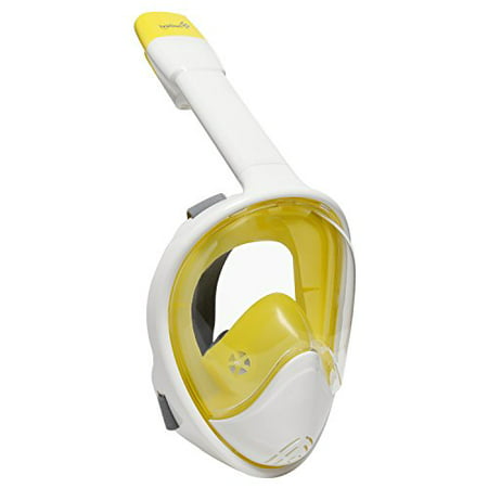 Ivation Snorkel Mask - Full-Face Snorkel Mask - 180° Visibility with Panoramic Viewing Area, Tubeless Design Prevents Water from Entering Mask & Mouth,Yellow,Small/Medium