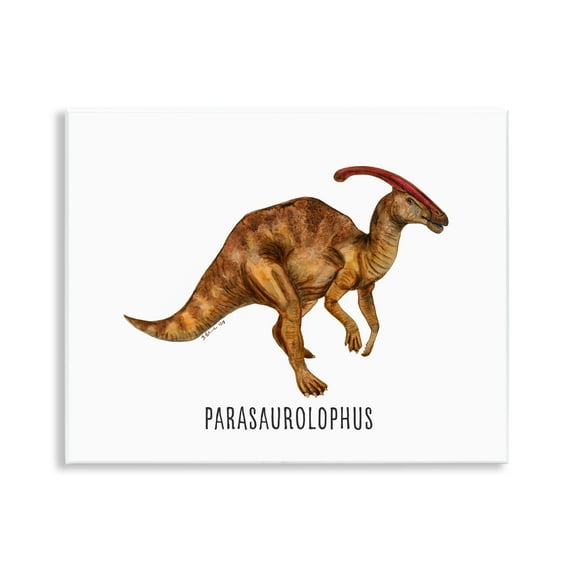 Stupell Industries Parasaurolophus Dinosaur Learning Animals Painting Unframed Art Print Wall Art, 14 x 11
