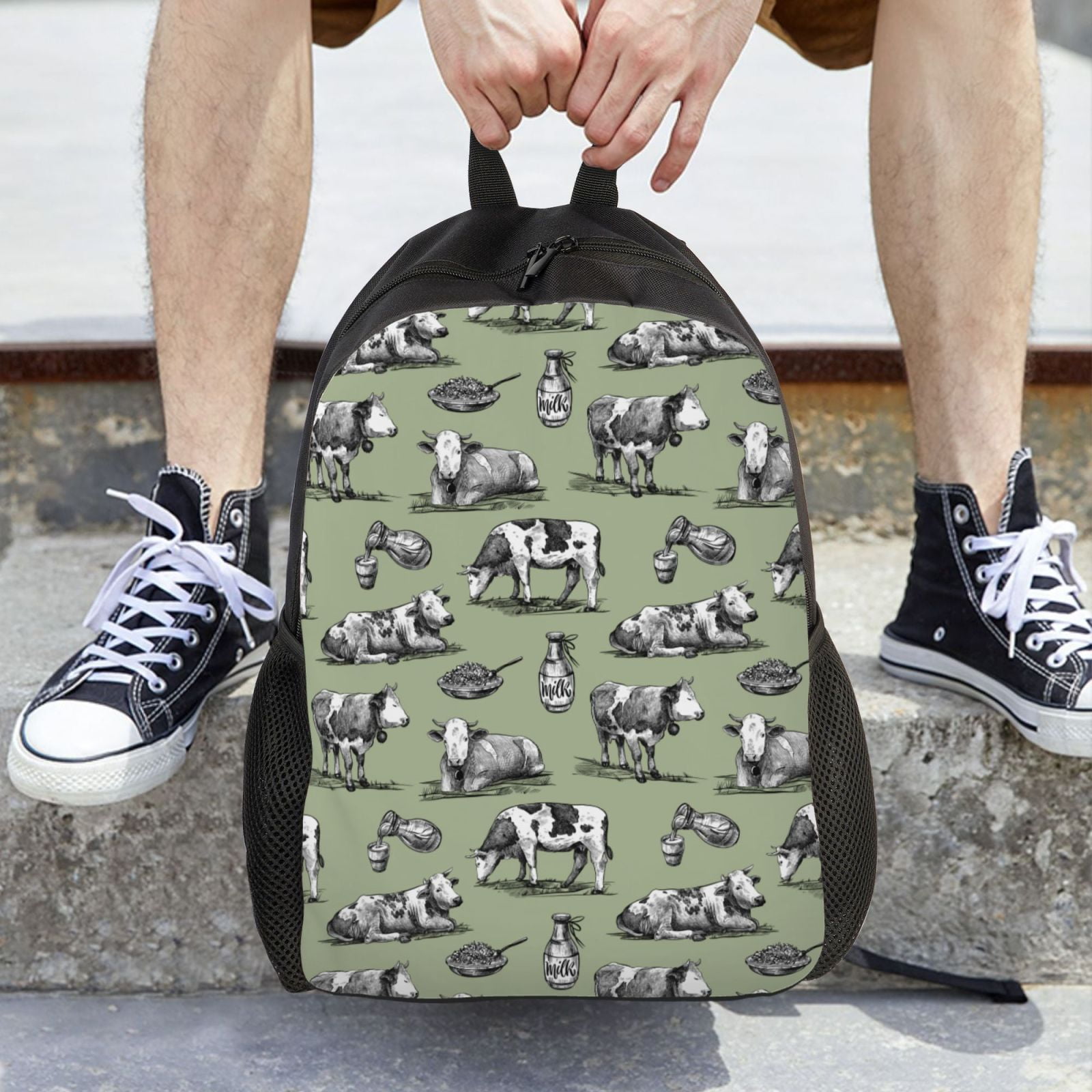 Defioc Farm Cows Print Backpack -Travel,or Work Bookbag Daypacks with 15-Inch Laptop Sleeve and Dual Water Bottle Pockets