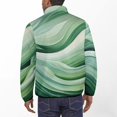 thumbnail image 3 of Sage Green Abstract Art Men's Stand Collar Sweater Long Sleeve Clothing Loose Fit Sports Sweater, 3 of 8