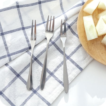 Soimiss Fruit Forks Camping Stainless Steel 12 Pcs Silver Three Tine Fork