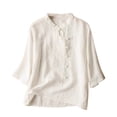 thumbnail image 1 of ICHUANYI Clearance Ladies Literary Vintage Style Embroidery V-Neck Shirt Everything Match Floral Top(White, M) ICHUANYI WER2023081100197, 1 of 6