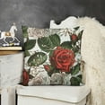 thumbnail image 2 of SHANXI Rose Leave Print Linen Throw Pillow Covers Square Cushion Case Modern Home Decor Pillow Covers Decorative Pillowcase for Sofa Couch Bed Bedroom Living Room Pillow Cases 22x22in, 2 of 5