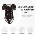thumbnail image 4 of Saiise Grenouillère à Manches Courtes pour Femme Motif Fleurs Rouges et Blanches Col Rond Pyjama Justaucorps Extensible avec Fermeture à Boutons-Pression - X-Grand, 4 of 7
