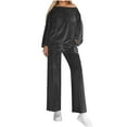 thumbnail image 3 of BiZtdJrK Velour Jogging Suit for Women Long Sleeve Off Shoulder Tops and Drawstring Sweatpants Outfit 2 Piece Workout Sets, Black, M, 3 of 10