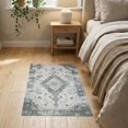 thumbnail image 3 of ODIKA 2'x3' Washable Accent Rug Pet Friendly, Bedside Mat Large Beige Vintage Farmhouse Distressed Geometric Border Dining for Bedroom, Nursery, RV, 3 of 7