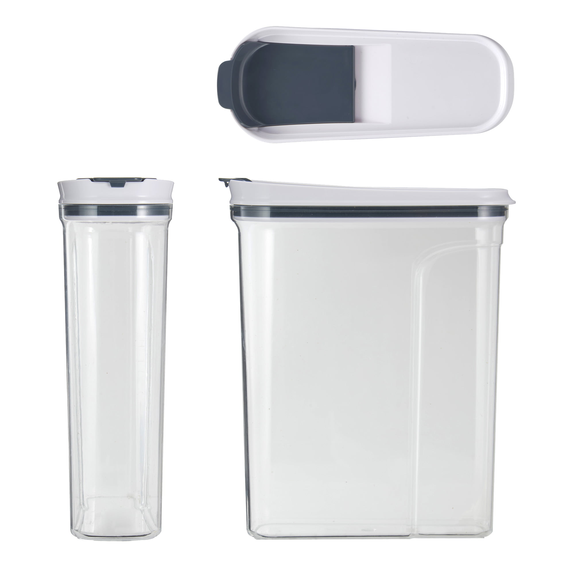 Mainstays 4400 ml Plastic Cereal Keeper, Clear Container with Clear & Small  Grey Flip Lid
