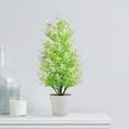 thumbnail image 3 of Artificial Pinaster Tree, Christmas Pinaster Tree, Simulation Small Green Pinaster Cedar Bonsai, Durable Plastic Material with Elegant Round White Flower Pot for Living Room Decor, 3 of 7