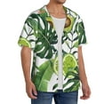 thumbnail image 4 of Naloa Watercolor Green Tropical Men's Loose Fit Cuban Collar Short-Sleeve Shirt with Button-down and Chest Pocket for Everyday Wear Outings - 4X-Large, 4 of 7