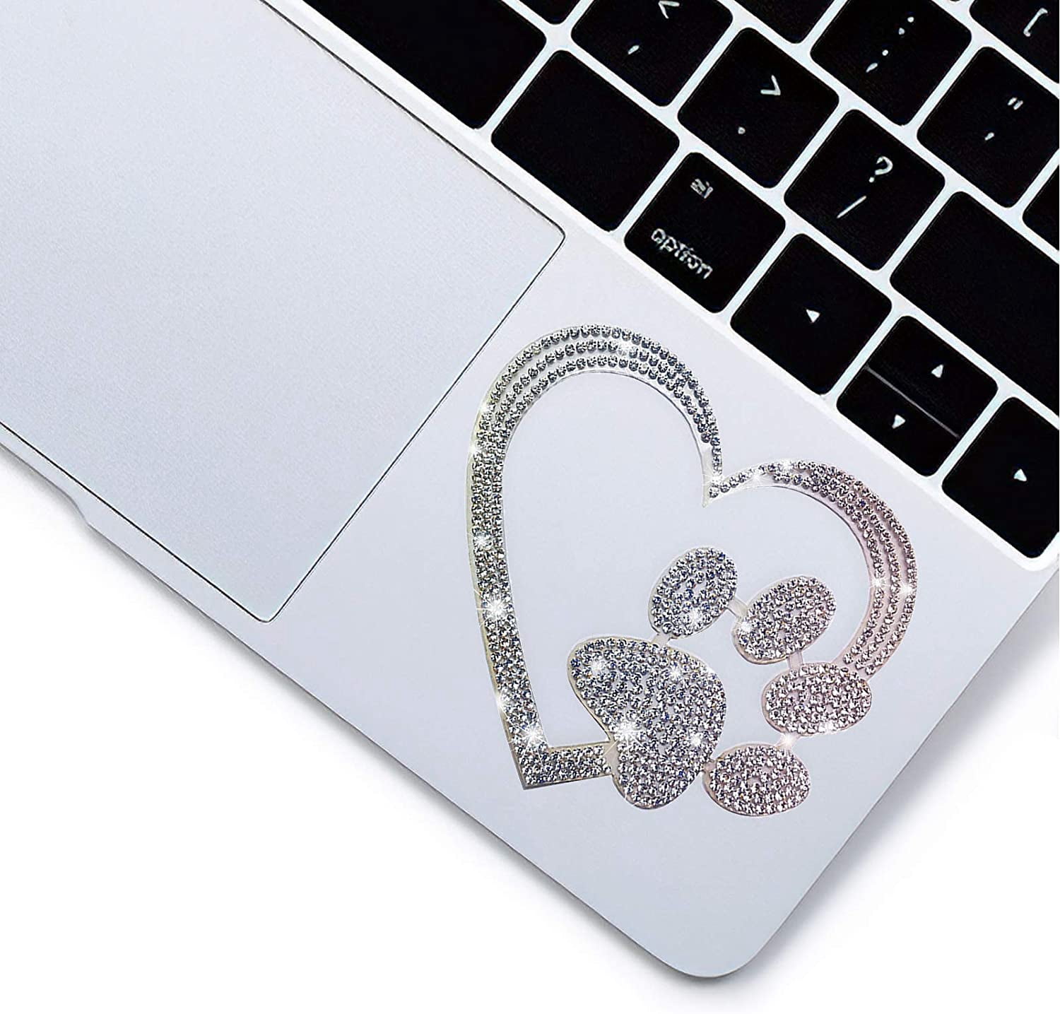 car Bling Stickers and Decals, Cars Walls Laptop Luggage Bling Rhinestone Stickers, Heart with Dog paw(4 X 3.5 Inch)
