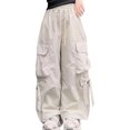 thumbnail image 2 of UACY Girls Cargo Pants Wide Leg Cute Cargo Pants with Bow Decor Multi Pockets, Drawstring Elastic Waist Loose Fit Casual Pants for Girls Daily Wear, 2 of 5