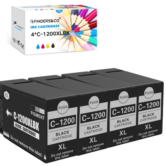 Cartouches d'Encre Pigmentée Noire PGI-1200 TG BK de Remplacement pour Canon PGI1200 1200TG Encre Compatible avec Canon Maxify MB2320 MB2720 MB2020 MB2120 Imprimante (4BK)