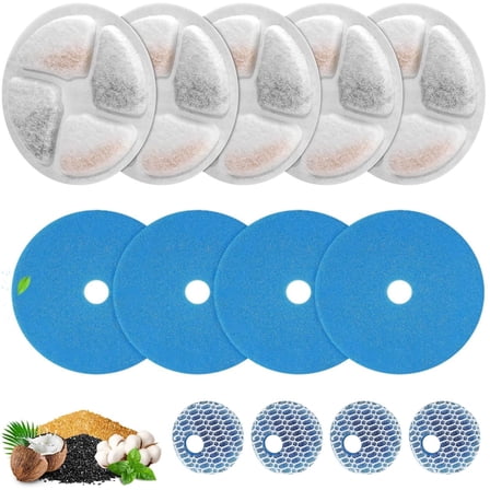 4 Set Cat Water Fountain Filter Replacement for Round 2L/67oz Stainless Steel Cat Fountain, Pet Fountain Filter