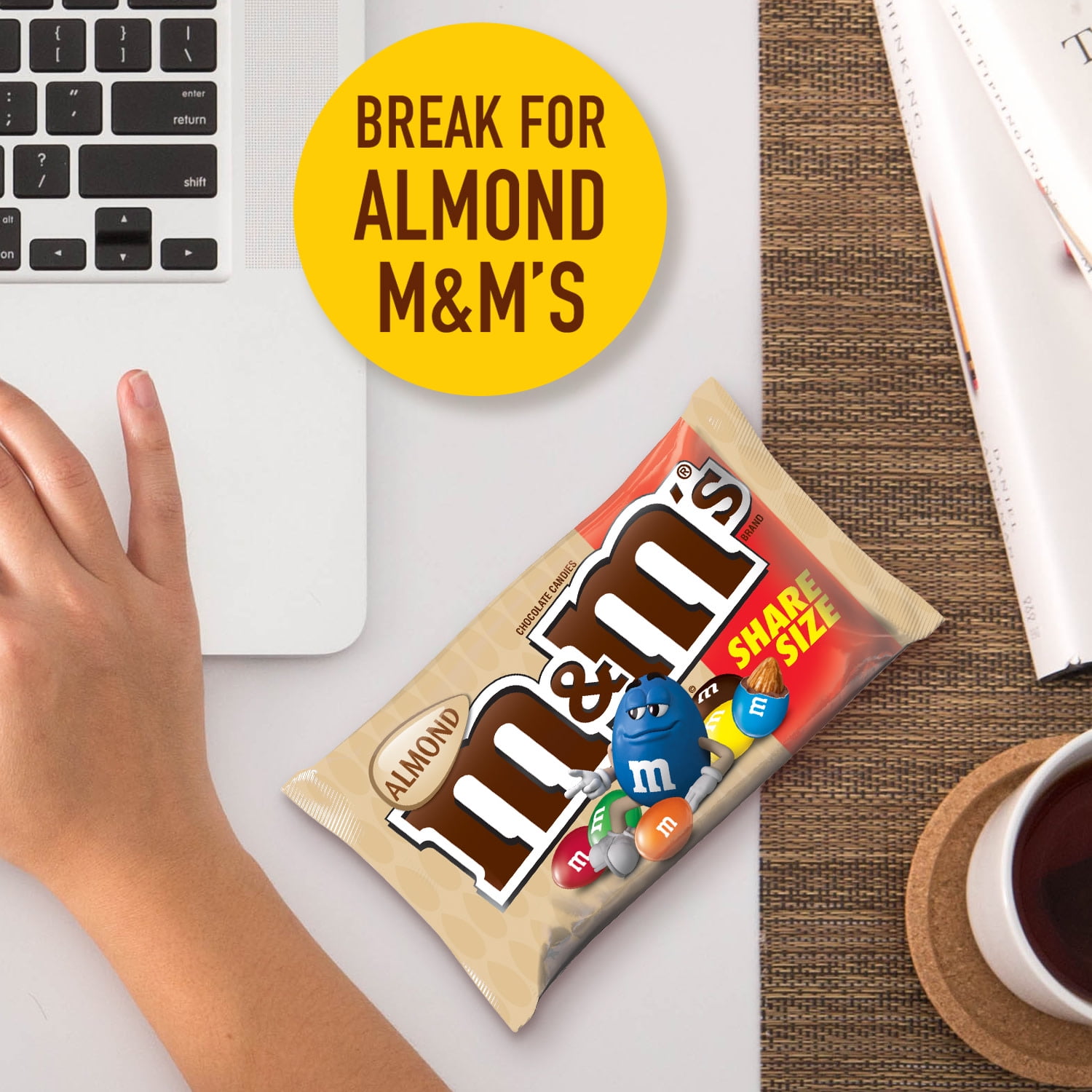 M&M's Almond Milk Chocolate Candy, Sharing Size - 2.83 oz Bag