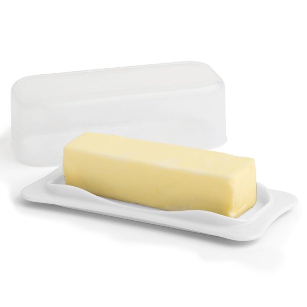 Mantequera con tapa - Recipiente para almacenar mantequilla con tapa transparente - Mantequera de plástico resistente para encimera - Mantequera de plástico con tapa - Mantequera con tapa para el hoga