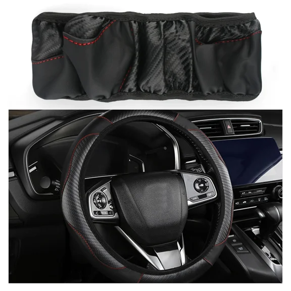 For Nissan Car Steering Wheel Cover Faux Leather Anti-Slip Accessories Black