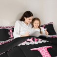 thumbnail image 4 of Manfei Leopard Print Letter I Bow Twin Comforter Sets, Rhinestone Bedding Set for Girls Women, Black Reversible, 2 Pieces, 4 of 6