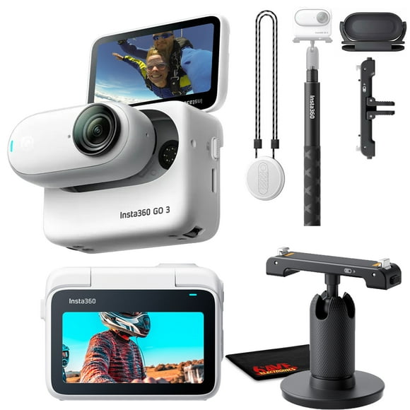 Insta 360 Caméra de Vlog Action et Sport, Écran Tactile, Portable, Portable et Mount n'Importe Où, Webcam, Streaming en Direct, Pack de Stabilisation avec Bâton de Selfie Invisible