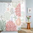 thumbnail image 4 of Red Sage Green Coastal Shower Curtains for Bathroom, Summer Beach Coral Shell Ocean Waterproof Fabric Shower Curtain, Decorative Bathroom Curtain for Bathtub, 36"x72" , No Hooks Included, 4 of 9