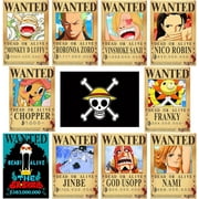 7 PCS Anime One Piece Wanted Bounty Posters, New Edition Nika Luffy, Law, 3 Billion, New Four Emperors 38×27cm (15×11in)
