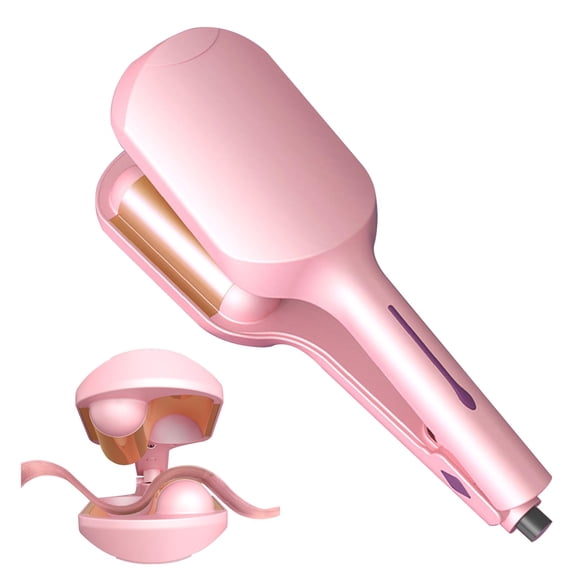 1.57 inch Wave Curling Iron for Long Hair, 20M Negative Ions Ceramic Hair Waver Wand with 4 Temperature Settings, 30s Fast Heating Anti-Scalding Auto Power Off (Pink)