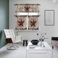 thumbnail image 5 of Country Star Kitchen Curtains Valances and Tiers Set of 3 Vintage Dark Black Red Star Berry Beige Barn Gate Tier Curtains and Valance with Rod Pocket for Small Windows, 27.5"x24", 5 of 9