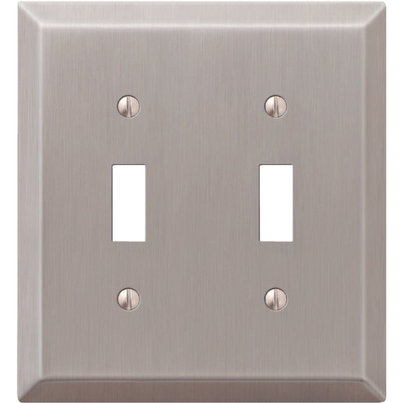 AmerTac Century Series Toggle Switch Plate - Brushed Nickel, 2-Gang - Pack of 1, Silver