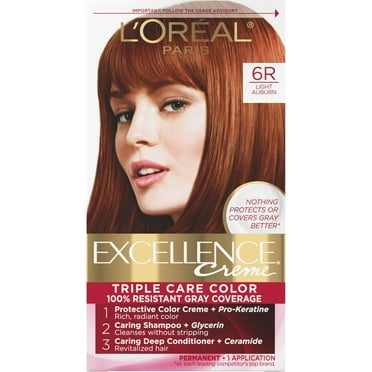 L'Oreal Paris Excellence Triple Protection Permanent Hair Color - 18 fl oz - 6R Light Auburn - 1 kit