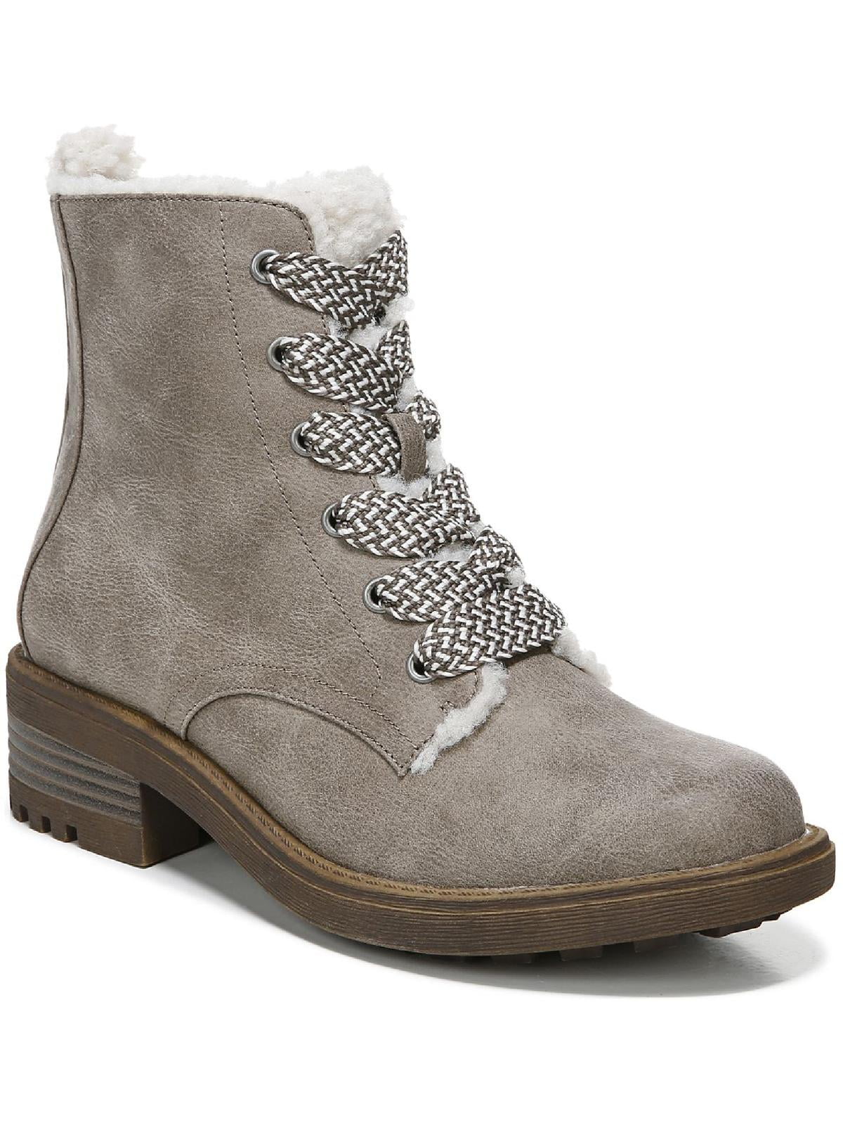 LifeStride Womens Kunis Cozy Faux Fur Winter Combat & Laceup Boots