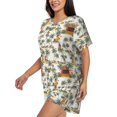 thumbnail image 4 of Vsdgher Hawaiian Style Pattern Womens Pajamas 2 Piece Short Sleeve Sleepwear Set,Summer Soft Pajamas Set Casual Lounge Sets, 2-Piece Pj -XX-Large, 4 of 8