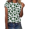 thumbnail image 1 of Pxiakgy Vente Chaude! T-Shirt Trèfle de la Saint-Patrick pour Femmes Chanceux Irlandais Manches Courtes T-Shirt Graphique Trèfle Imprimé Manches Courtes Col Rond Vert Armée 3TG, 1 of 5