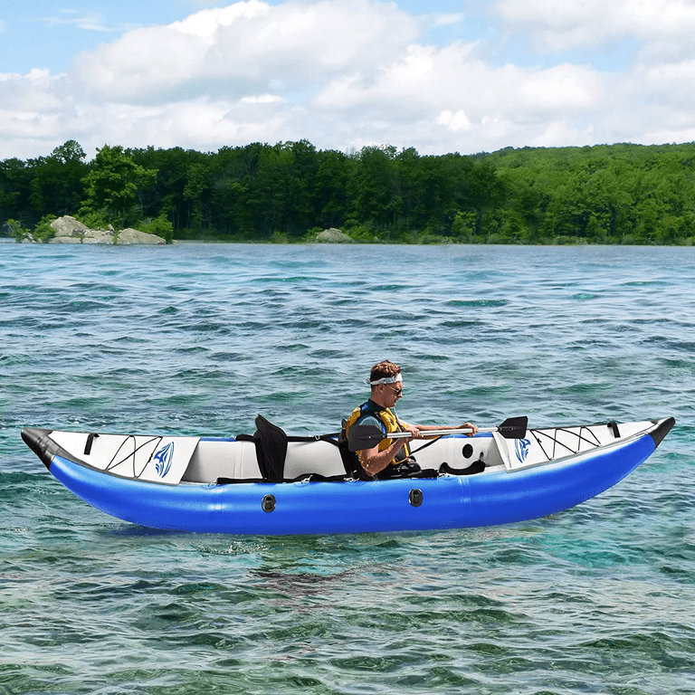 Elitezip Inflatable Kayak Set, Portable Tandem Kayak with Paddle & Air  Pump, Inflatable Kayak 2 Person with Adjustable High Back Seat, Multiple  Air Chambers, Foldable Fishing Touring Kayaks for Adult 