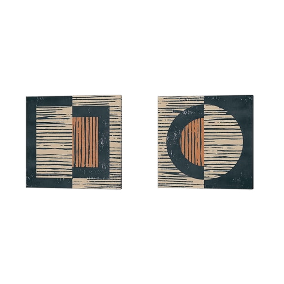 Great Art Now Primitive by Moira Hershey 2 Piece Canvas Art Set Each 14"W x 14"H